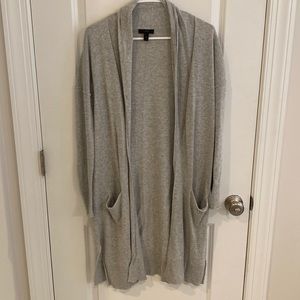 J crew long gray cardigan sweater